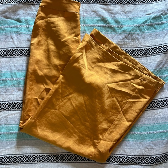 House of Harlow x Revolve matching gold satin set wide leg pants button up top. - Picture 8 of 8